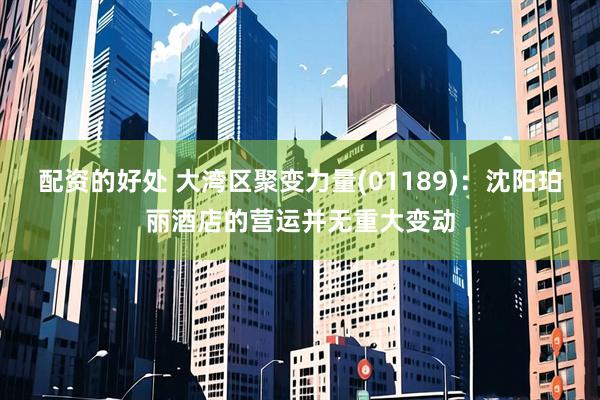 配资的好处 大湾区聚变力量(01189)：沈阳珀丽酒店的营运并无重大变动